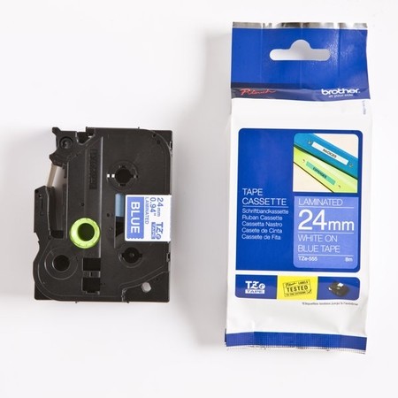 Páska Brother TZE-555 modrá/bílý tisk, 24 mm