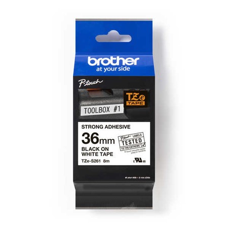 Páska Brother TZE-S261 bílá/černý tisk, 36 mm, silné lepidlo