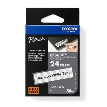 Páska Brother TZE-SE5 bílá/černý tisk, 24 mm, plombovací