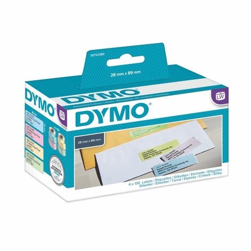 Papírové štítky Dymo S0722380, 89x28 mm, mix barev, 4x130 ks
